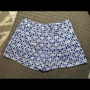 White and Blue Print Fabric JULIE BROWN Shorts